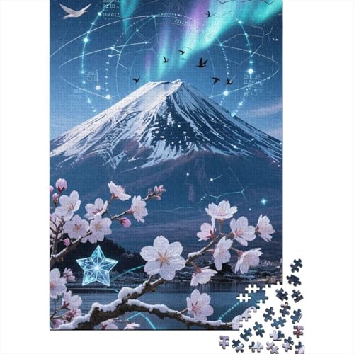 Berg Fuji 1000 Stück Puzzle Puzzle Erwachsene Kirschblüte Puzzlespiel-Herausforderung Pädagogisches Spiel Herausforderung Home Dekoration Schöne Geschenkidee 1000pcs (75x50cm) von VGDKAOBM
