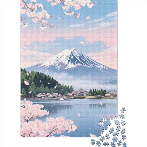 Berg Fuji 1000 Stück Puzzle Puzzle Erwachsene Kirschblüte Puzzlespiel-Herausforderung Pädagogisches Spiel Herausforderung Home Dekoration Schöne Geschenkidee 1000pcs (75x50cm) von VGDKAOBM