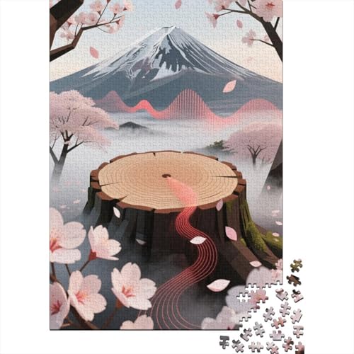Berg Fuji 1000 Stück Puzzle Puzzle Erwachsene Kirschblüte Puzzlespiel-Herausforderung Pädagogisches Spiel Herausforderung Wohnungseinrichtung Geschenke Für Erwachsene 1000pcs (75x50cm) von VGDKAOBM
