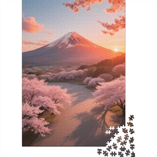 Berg Fuji 1000 Stück Puzzle Puzzle Erwachsene Kirschblüte Puzzlespiel-Herausforderung Pädagogisches Spiel Herausforderung Wohnungseinrichtung Schöne Geschenkidee 1000pcs (75x50cm) von VGDKAOBM
