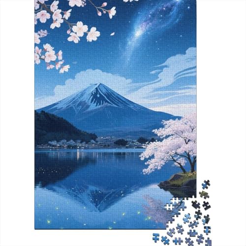 Berg Fuji 1000 Stück Puzzle Puzzle Erwachsene Kirschblüte Puzzlespiel-Herausforderung Pädagogisches Spiel Herausforderung Wohnungseinrichtung Schöne Geschenkidee 1000pcs (75x50cm) von VGDKAOBM