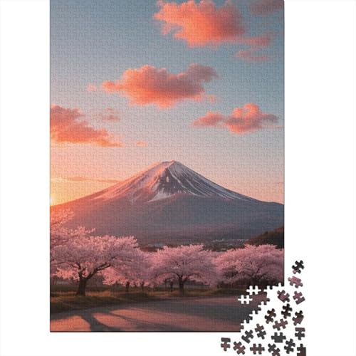 Berg Fuji 1000 Stück Puzzle Puzzle Erwachsene Kirschblüte Puzzlespiel-Herausforderung Pädagogisches Spiel Herausforderung Wohnungseinrichtung Schöne Geschenkidee 1000pcs (75x50cm) von VGDKAOBM
