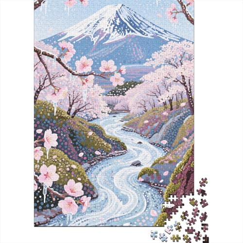 Berg Fuji 1000 Stück Puzzle Puzzles Für Erwachsene Kirschblüte Puzzlespiel-Herausforderung Pädagogisches Spiel Herausforderung Home Dekoration Schöne Geschenkidee 1000pcs (75x50cm) von VGDKAOBM