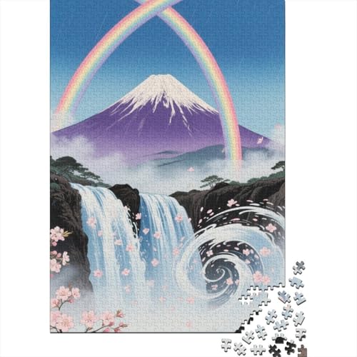 Berg Fuji 1000 Teile Puzzle Puzzle Erwachsene Kirschblüte Pädagogisches Spiel Herausforderung Heimdekoration Geschenke Schöne Geschenkidee 1000pcs (75x50cm) von VGDKAOBM