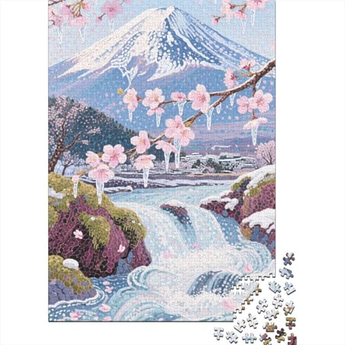 Berg Fuji 1000 Teile Puzzle Puzzle Erwachsene Kirschblüte Pädagogisches Spiel Herausforderung Home Dekoration Schöne Geschenkidee 1000pcs (75x50cm) von VGDKAOBM