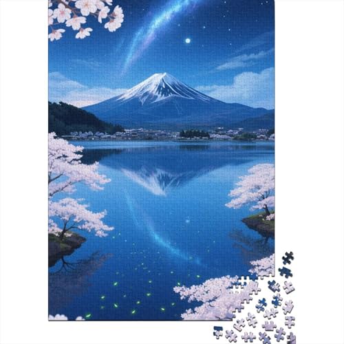 Berg Fuji 1000 Teile Puzzle Puzzle Erwachsene Kirschblüte Puzzlespiel-Herausforderung Pädagogisches Spiel Herausforderung Home Dekoration Geschenke Für Erwachsene 1000pcs (75x50cm) von VGDKAOBM