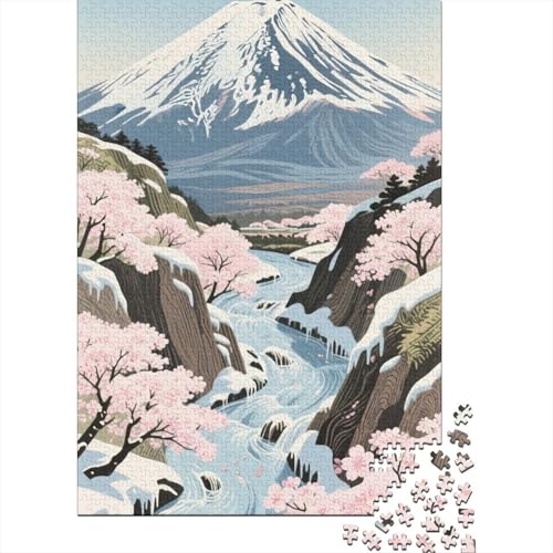 Berg Fuji 1000 Teile Puzzle Puzzle Erwachsene Kirschblüte Puzzlespiel-Herausforderung Pädagogisches Spiel Herausforderung Home Dekoration Schöne Geschenkidee 1000pcs (75x50cm) von VGDKAOBM