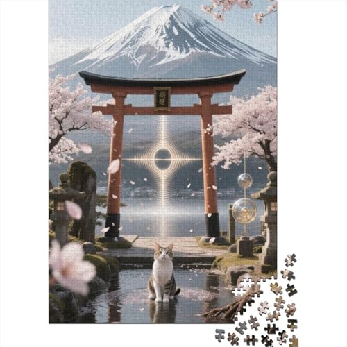 Berg Fuji 1000 Teile Puzzle Puzzles Für Erwachsene Kirschblüte Pädagogisches Spiel Herausforderung Home Dekoration Schöne Geschenkidee 1000pcs (75x50cm) von VGDKAOBM