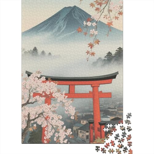 Berg Fuji 1000 Teile Puzzle Puzzles Für Erwachsene Kirschblüte Pädagogisches Spiel Herausforderung Home Dekoration Schöne Geschenkidee 1000pcs (75x50cm) von VGDKAOBM