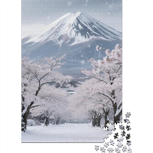 Berg Fuji 1000 Teile Puzzle Puzzles Für Erwachsene Kirschblüte Pädagogisches Spiel Herausforderung Wohnungseinrichtung Schöne Geschenkidee 1000pcs (75x50cm) von VGDKAOBM