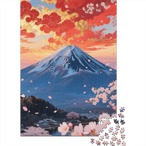 Berg Fuji 1000 Teile Puzzle Puzzles Für Erwachsene Kirschblüte Puzzlespiel-Herausforderung Pädagogisches Spiel Herausforderung Home Dekoration Geschenke Für Erwachsene 1000pcs (75x50cm) von VGDKAOBM
