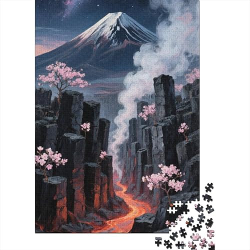 Berg Fuji 1000 Teile Puzzle Puzzles Für Erwachsene Kirschblüte Puzzlespiel-Herausforderung Pädagogisches Spiel Herausforderung Home Dekoration Schöne Geschenkidee 1000pcs (75x50cm) von VGDKAOBM