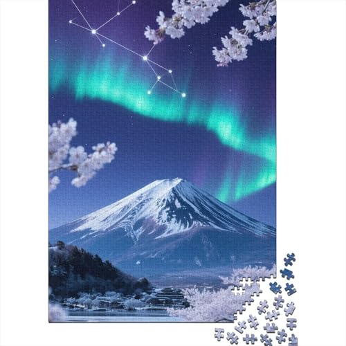 Berg Fuji 1000 Teile Puzzle Puzzles Für Erwachsene Kirschblüte Puzzlespiel-Herausforderung Pädagogisches Spiel Herausforderung Home Dekoration Schöne Geschenkidee 1000pcs (75x50cm) von VGDKAOBM