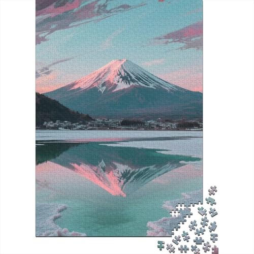 Berg Fuji 1000 Teile Puzzle Puzzles Für Erwachsene Kirschblüte Puzzlespiel-Herausforderung Pädagogisches Spiel Herausforderung Home Dekoration Schöne Geschenkidee 1000pcs (75x50cm) von VGDKAOBM