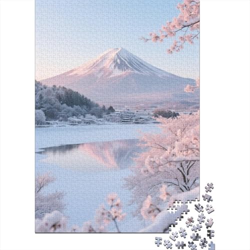 Berg Fuji 1000 Teile Puzzles Puzzle Erwachsene Kirschblüte Pädagogisches Spiel Herausforderung Heimdekoration Geschenke Schöne Geschenkidee 1000pcs (75x50cm) von VGDKAOBM