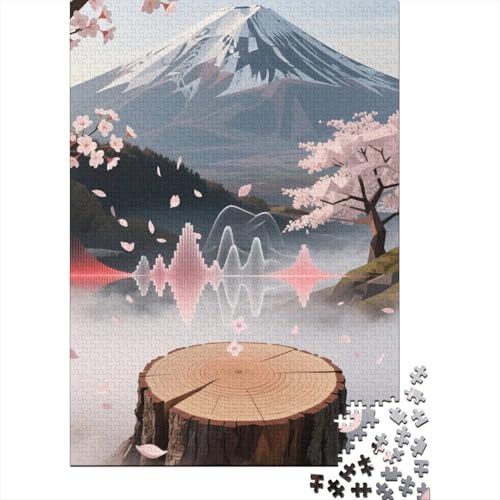 Berg Fuji 1000 Teile Puzzles Puzzles Für Erwachsene Kirschblüte Pädagogisches Spiel Herausforderung Home Dekoration Schöne Geschenkidee 1000pcs (75x50cm) von VGDKAOBM
