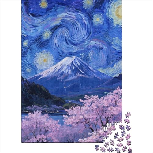 Berg Fuji 1000 Teile Puzzles Puzzles Für Erwachsene Kirschblüte Pädagogisches Spiel Herausforderung Wohnungseinrichtung Schöne Geschenkidee 1000pcs (75x50cm) von VGDKAOBM