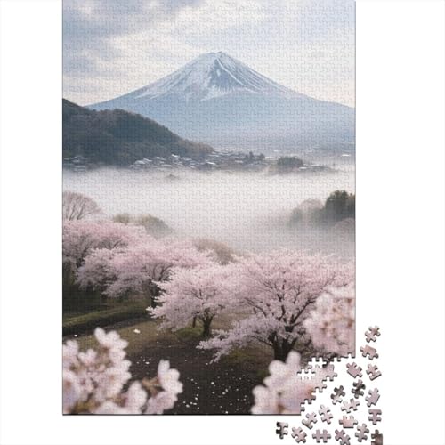 Berg Fuji 1000 Teile Puzzles Puzzles Für Erwachsene Kirschblüte Pädagogisches Spiel Herausforderung Wohnungseinrichtung Schöne Geschenkidee 1000pcs (75x50cm) von VGDKAOBM