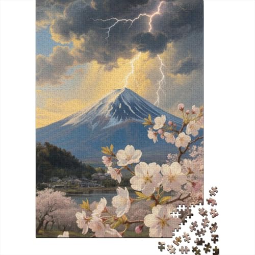 Berg Fuji 1000 Teile Puzzles Puzzles Für Erwachsene Kirschblüte Puzzlespiel-Herausforderung Pädagogisches Spiel Herausforderung Home Dekoration Schöne Geschenkidee 1000pcs (75x50cm) von VGDKAOBM