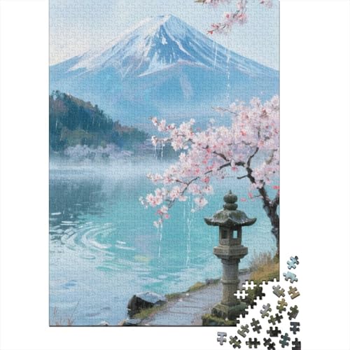 Berg Fuji 1000 Teile Puzzles Puzzles Für Erwachsene Kirschblüte Puzzlespiel-Herausforderung Pädagogisches Spiel Herausforderung Home Dekoration Schöne Geschenkidee 1000pcs (75x50cm) von VGDKAOBM