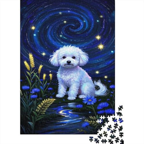 Bichon Frise 1000 Stück Puzzle Puzzle Erwachsene Puzzlespiel-Herausforderung Pädagogisches Spiel Herausforderung Wohnungseinrichtung Schöne Geschenkidee 1000pcs (75x50cm) von VGDKAOBM