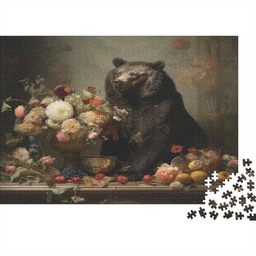 Blumen und Bären 1000 Teile Puzzle Puzzle Erwachsene Puzzlespiel-Herausforderung Pädagogisches Spiel Herausforderung Wohnungseinrichtung Schöne Geschenkidee 1000pcs (75x50cm) von VGDKAOBM