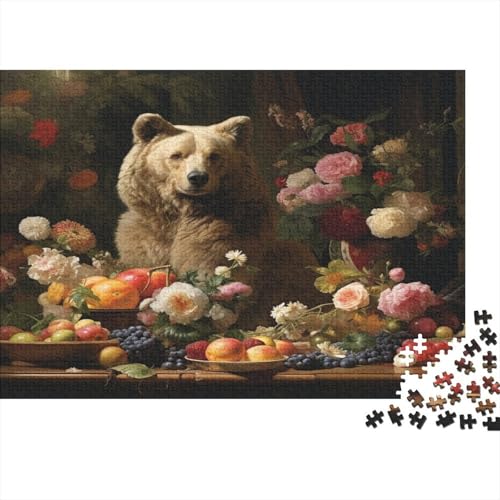Blumen und Bären 1000 Teile Puzzle Puzzles Für Erwachsene Pädagogisches Spiel Herausforderung Wohnungseinrichtung Schöne Geschenkidee 1000pcs (75x50cm) von VGDKAOBM