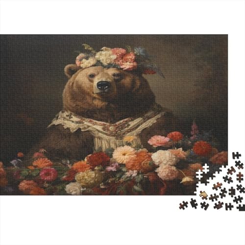 Blumen und Bären 1000 Teile Puzzles Puzzle Erwachsene Pädagogisches Spiel Herausforderung Home Dekoration Schöne Geschenkidee 1000pcs (75x50cm) von VGDKAOBM
