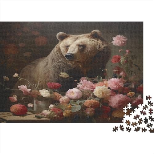 Blumen und Bären 1000 Teile Puzzles Puzzles Für Erwachsene Pädagogisches Spiel Herausforderung Wohnungseinrichtung Geschenke Für Erwachsene 1000pcs (75x50cm) von VGDKAOBM