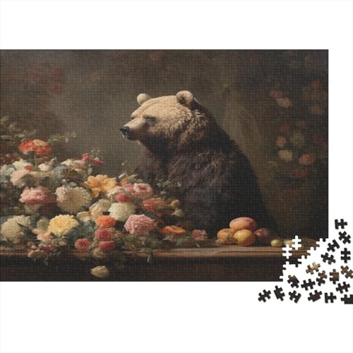 Blumen und Bären 1000 Teile Puzzles Puzzles Für Erwachsene Puzzlespiel-Herausforderung Pädagogisches Spiel Herausforderung Wohnungseinrichtung Schöne Geschenkidee 1000pcs (75x50cm) von VGDKAOBM