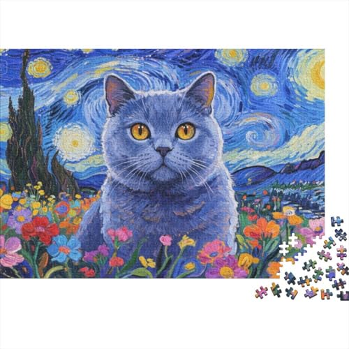 Britisch Kurzhaar-Katze 1000 Teile Puzzles Puzzles Für Erwachsene Pädagogisches Spiel Herausforderung Home Dekoration Schöne Geschenkidee 1000pcs (75x50cm) von VGDKAOBM