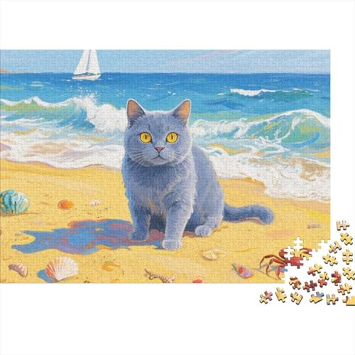 Châtellerault Blue Cat 1000 Teile Puzzle Puzzle Erwachsene Puzzlespiel-Herausforderung Pädagogisches Spiel Herausforderung Wohnungseinrichtung Schöne Geschenkidee 1000pcs (75x50cm) von VGDKAOBM