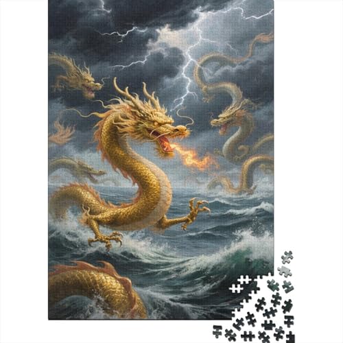 Chinese Drache 1000 Teile Puzzle Puzzle Erwachsene lang Puzzlespiel-Herausforderung Pädagogisches Spiel Herausforderung Wohnungseinrichtung Schöne Geschenkidee 1000pcs (75x50cm) von VGDKAOBM