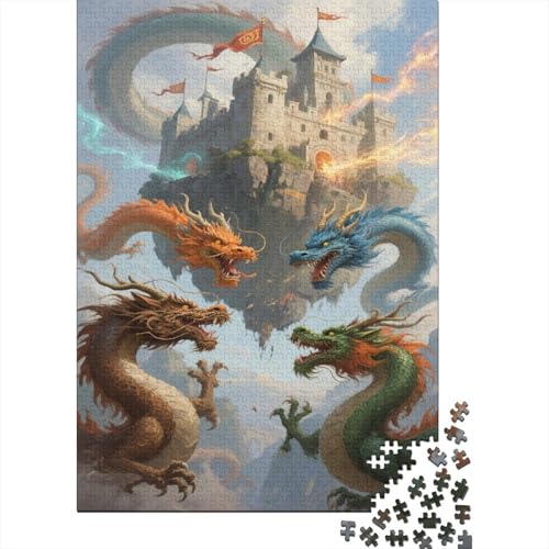 Chinese Drache 1000 Teile Puzzles Puzzle Erwachsene lang Puzzlespiel-Herausforderung Pädagogisches Spiel Herausforderung Home DekoRatteion Geschenke Für Erwachsene 1000pcs (75x50cm) von VGDKAOBM