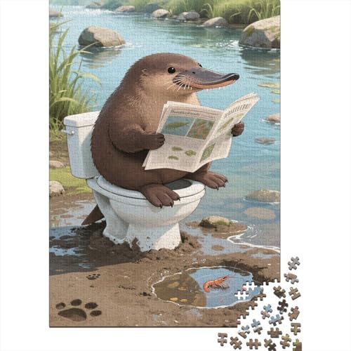 Cute Tier Reading Newspaper 1000 Teile Puzzles Puzzles Für Erwachsene Puzzlespiel-Herausforderung Pädagogisches Spiel Herausforderung Home Dekoration Schöne Geschenkidee 1000pcs (75x50cm) von VGDKAOBM