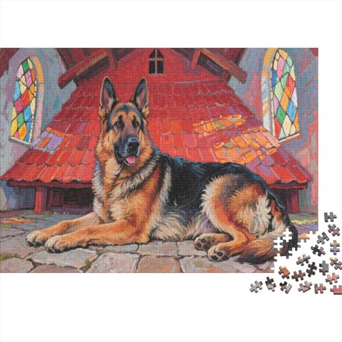Deutscher Schäferhund 1000 Stück Puzzle Puzzles Für Erwachsene Hund Pädagogisches Spiel Herausforderung Wohnungseinrichtung Schöne Geschenkidee 1000pcs (75x50cm) von VGDKAOBM