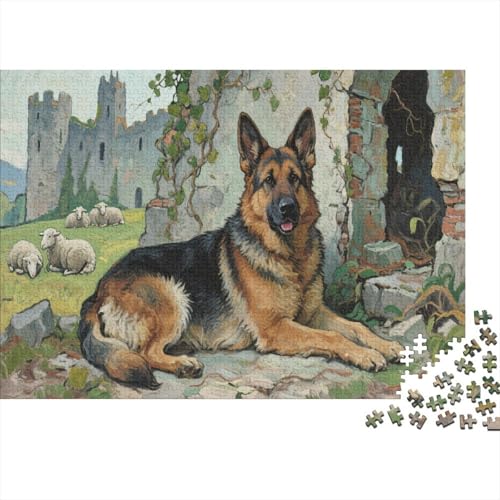 Deutscher Schäferhund 1000 Teile Puzzle Puzzle Erwachsene Hund Puzzlespiel-Herausforderung Pädagogisches Spiel Herausforderung Home DekoRatteion Schöne Geschenkidee 1000pcs (75x50cm) von VGDKAOBM