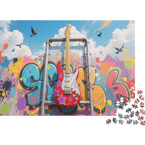 E-Gitarre 1000 Stück Puzzle Puzzle Erwachsene Felsen Instrument Pädagogisches Spiel Herausforderung Home DekoRatteion Für Erwachsene Und Kinder Ab 14 Jahren 1000pcs (75x50cm) von VGDKAOBM