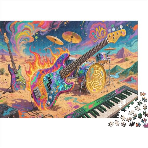 E-Gitarre 1000 Stück Puzzle Puzzle Erwachsene Felsen Instrument Pädagogisches Spiel Herausforderung Home DekoRatteion Schöne Geschenkidee 1000pcs (75x50cm) von VGDKAOBM
