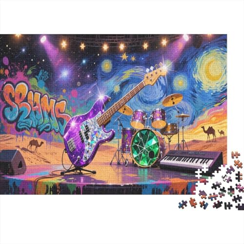 E-Gitarre 1000 Stück Puzzle Puzzle Erwachsene Felsen Instrument Pädagogisches Spiel Herausforderung Wohnungseinrichtung Geschenke Für Erwachsene 1000pcs (75x50cm) von VGDKAOBM