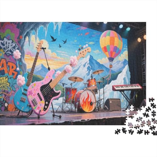 E-Gitarre 1000 Stück Puzzle Puzzle Erwachsene Felsen Instrument Pädagogisches Spiel Herausforderung Wohnungseinrichtung Schöne Geschenkidee 1000pcs (75x50cm) von VGDKAOBM
