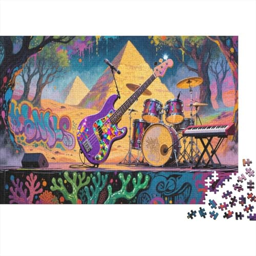 E-Gitarre 1000 Stück Puzzle Puzzle Erwachsene Felsen Instrument Puzzlespiel-Herausforderung Pädagogisches Spiel Herausforderung Home DekoRatteion Schöne Geschenkidee 1000pcs (75x50cm) von VGDKAOBM