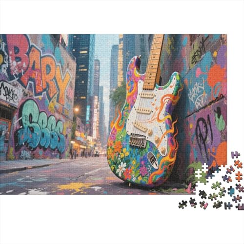 E-Gitarre 1000 Stück Puzzle Puzzle Erwachsene Felsen Instrument Puzzlespiel-Herausforderung Pädagogisches Spiel Herausforderung Wohnungseinrichtung Geschenke Für Erwachsene 1000pcs (75x50cm) von VGDKAOBM