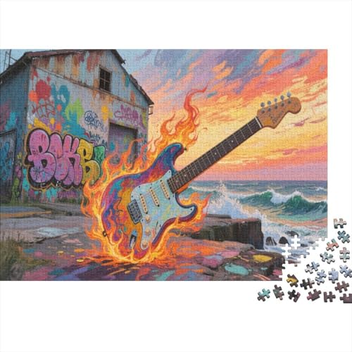 E-Gitarre 1000 Stück Puzzle Puzzles Für Erwachsene Felsen Instrument Pädagogisches Spiel Herausforderung HeimdekoRatteion Geschenke Geschenke Für Erwachsene 1000pcs (75x50cm) von VGDKAOBM
