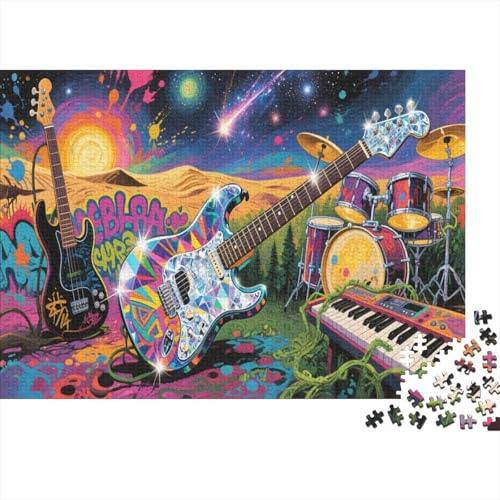 E-Gitarre 1000 Stück Puzzle Puzzles Für Erwachsene Felsen Instrument Pädagogisches Spiel Herausforderung Home DekoRatteion Schöne Geschenkidee 1000pcs (75x50cm) von VGDKAOBM