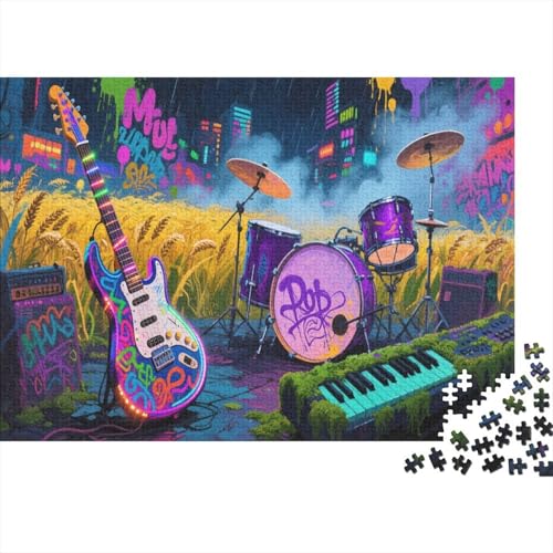 E-Gitarre 1000 Stück Puzzle Puzzles Für Erwachsene Felsen Instrument Pädagogisches Spiel Herausforderung Home DekoRatteion Schöne Geschenkidee 1000pcs (75x50cm) von VGDKAOBM
