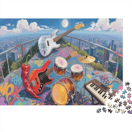 E-Gitarre 1000 Stück Puzzle Puzzles Für Erwachsene Felsen Instrument Pädagogisches Spiel Herausforderung Wohnungseinrichtung Geschenke Für Erwachsene 1000pcs (75x50cm) von VGDKAOBM