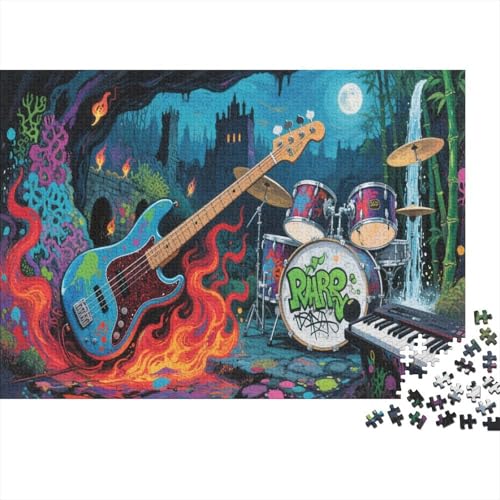 E-Gitarre 1000 Stück Puzzle Puzzles Für Erwachsene Felsen Instrument Puzzlespiel-Herausforderung Pädagogisches Spiel Herausforderung Home DekoRatteion Geschenke Für Erwachsene 1000pcs (75x50cm) von VGDKAOBM