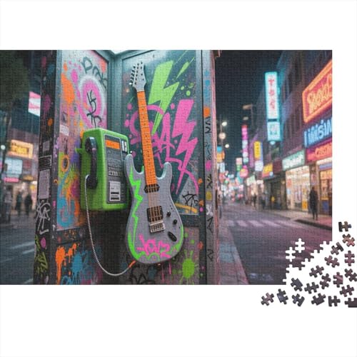 E-Gitarre 1000 Stück Puzzle Puzzles Für Erwachsene Felsen Instrument Puzzlespiel-Herausforderung Pädagogisches Spiel Herausforderung Home DekoRatteion Geschenke Für Erwachsene 1000pcs (75x50cm) von VGDKAOBM