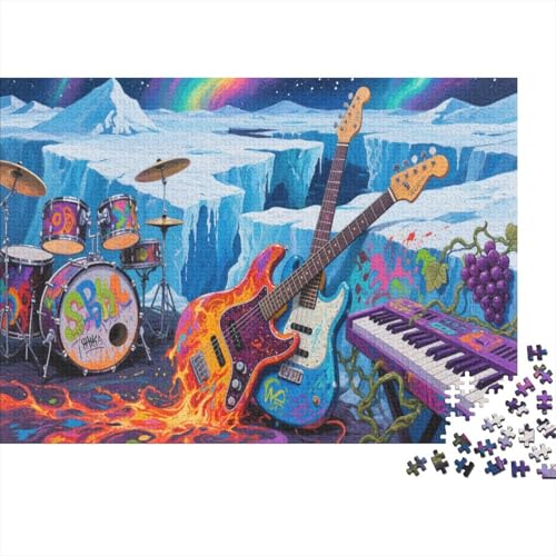 E-Gitarre 1000 Stück Puzzle Puzzles Für Erwachsene Felsen Instrument Puzzlespiel-Herausforderung Pädagogisches Spiel Herausforderung Home DekoRatteion Schöne Geschenkidee 1000pcs (75x50cm) von VGDKAOBM